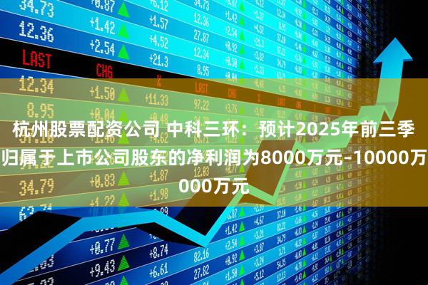 杭州股票配资公司 中科三环：预计2025年前三季度归属于上市公司股东的净利润为8000万元–10000万元